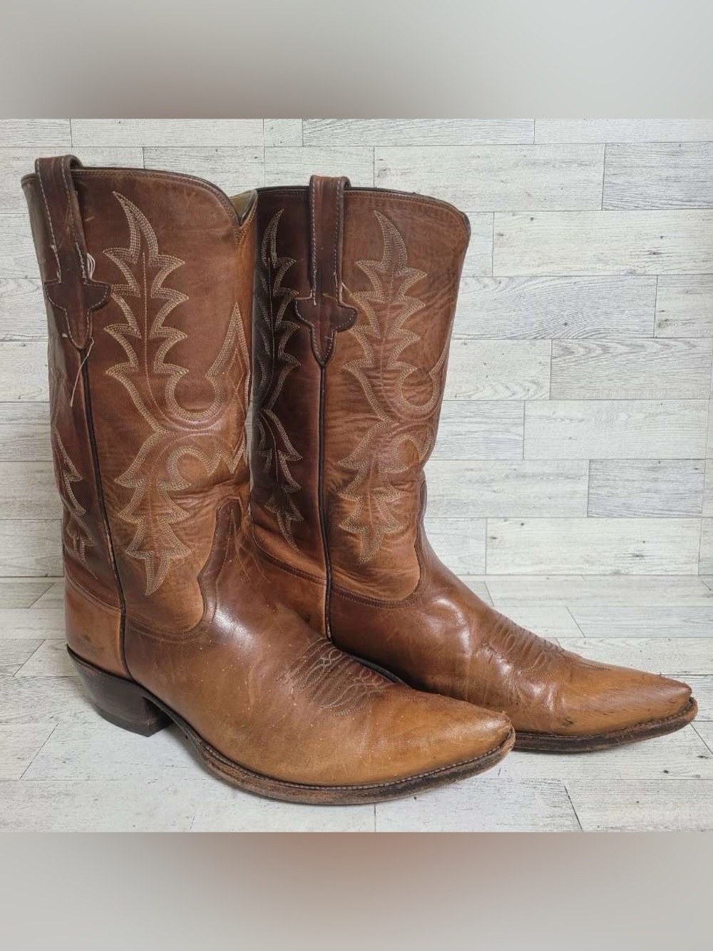 Men's Rios Of Mercedes Brown Leather Western Handmade Rodeo Cowboy Boots Size 9
